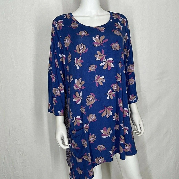 Logo Lori Goldstein 2X Knit Top Tunic Asymmetric